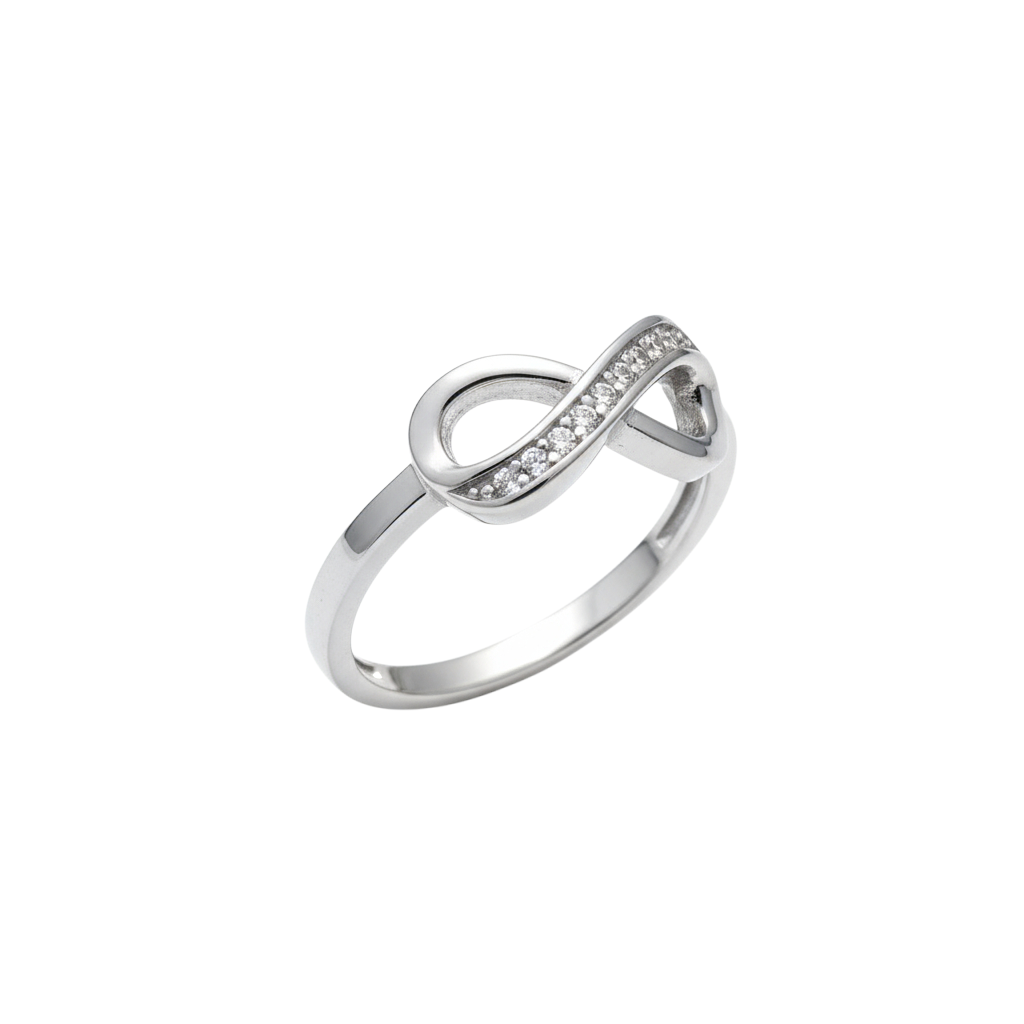Bague Infini en Argent 925 Rhodié & Zirconium – Élégance Intemporelle