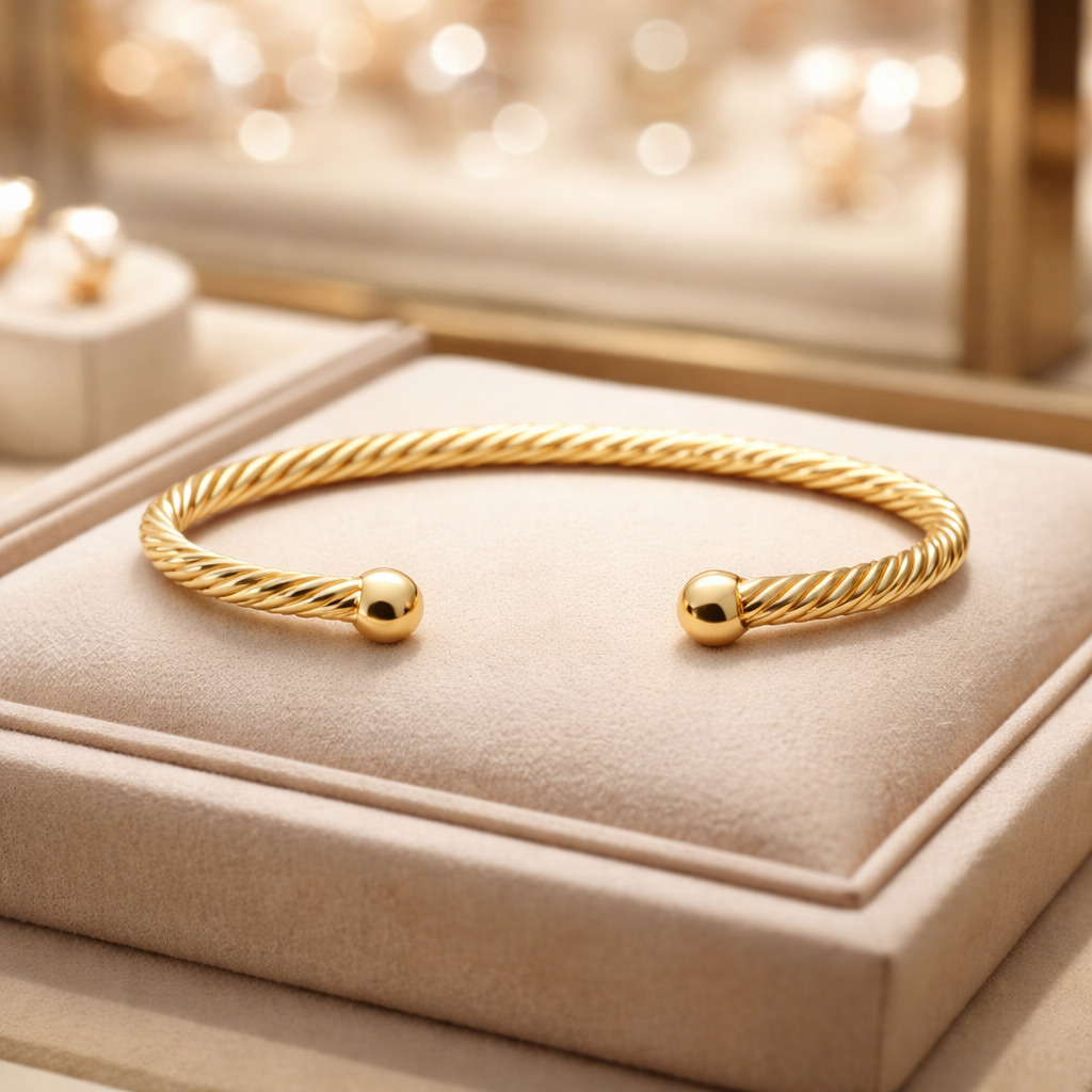 Bracelet Jonc Torsadé – Plaqué Or 18 Carats