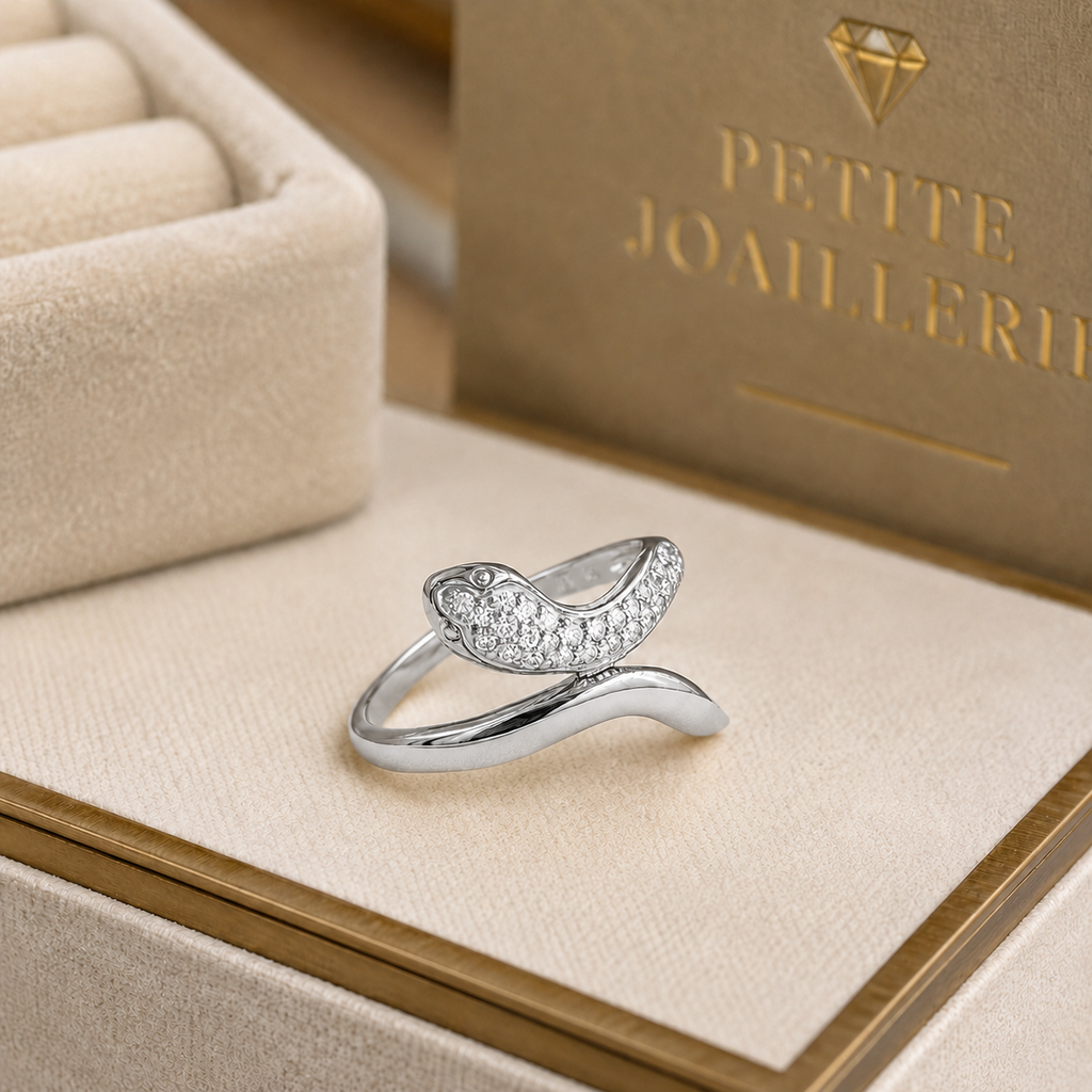 Bague Serpent Argent 925 Rhodiée & Zirconiums