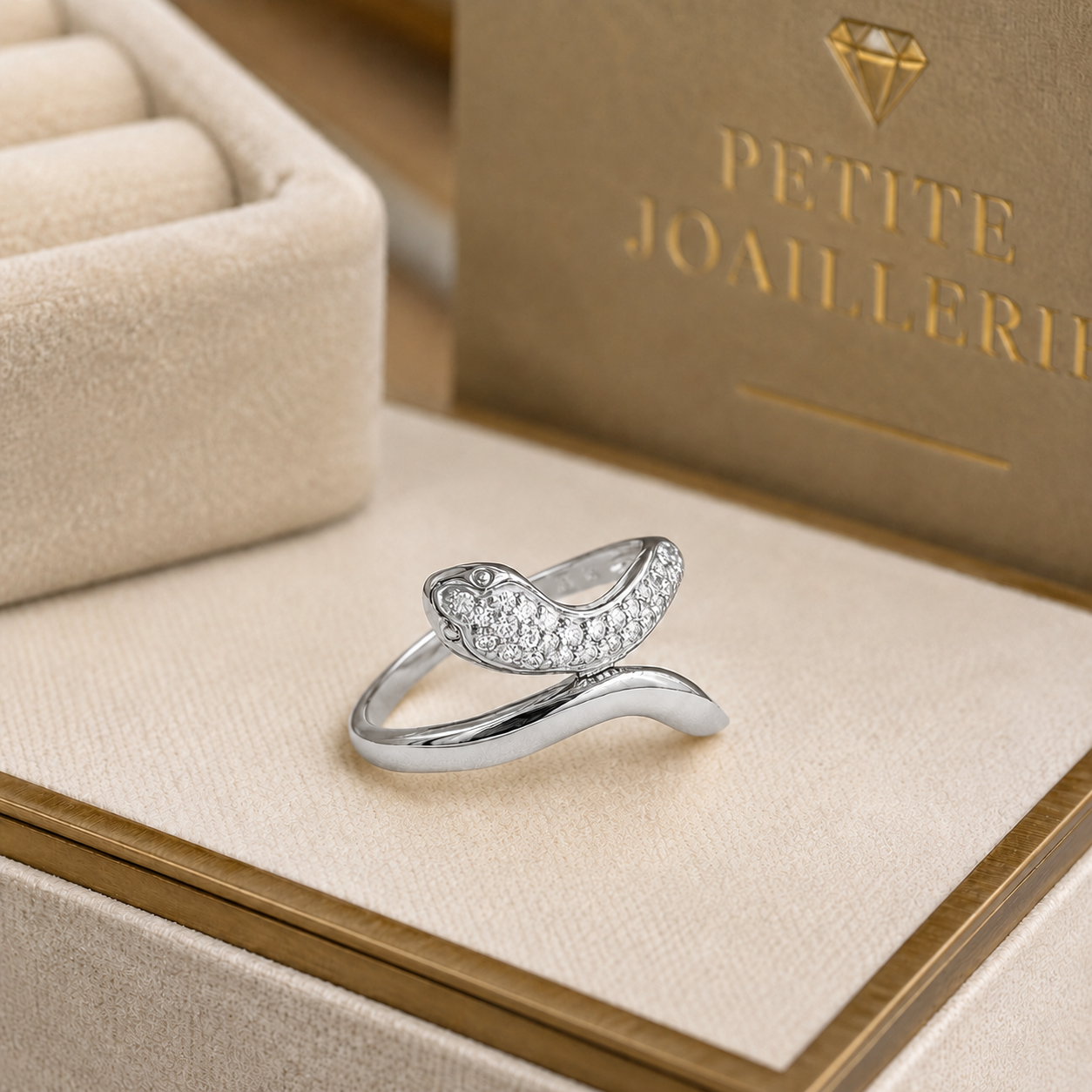 Bague Serpent Argent 925 Rhodiée & Zirconiums