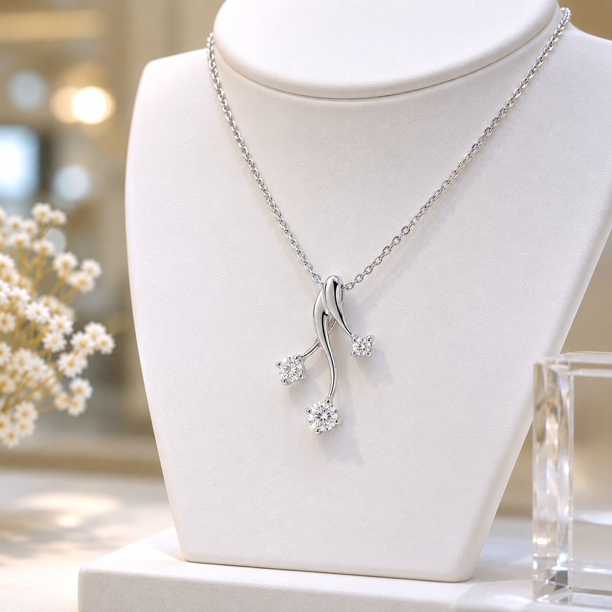 Collier Argent 925 Rhodié & Zirconiums Élégance Croisée
