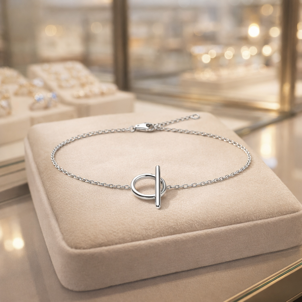 Bracelet anneau & barre – Argent 925 rhodié