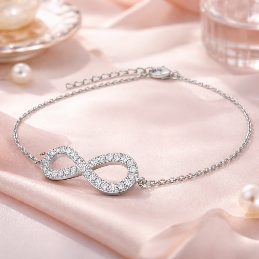 Bracelet Infini – Argent 925 rhodié & Zirconiums