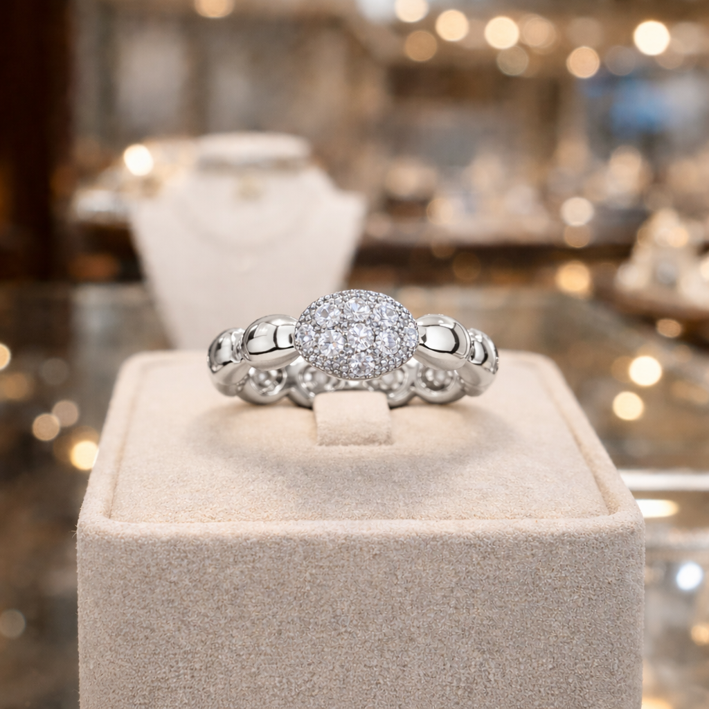 Bague Pavée en Zirconium – Argent 925 Rhodié