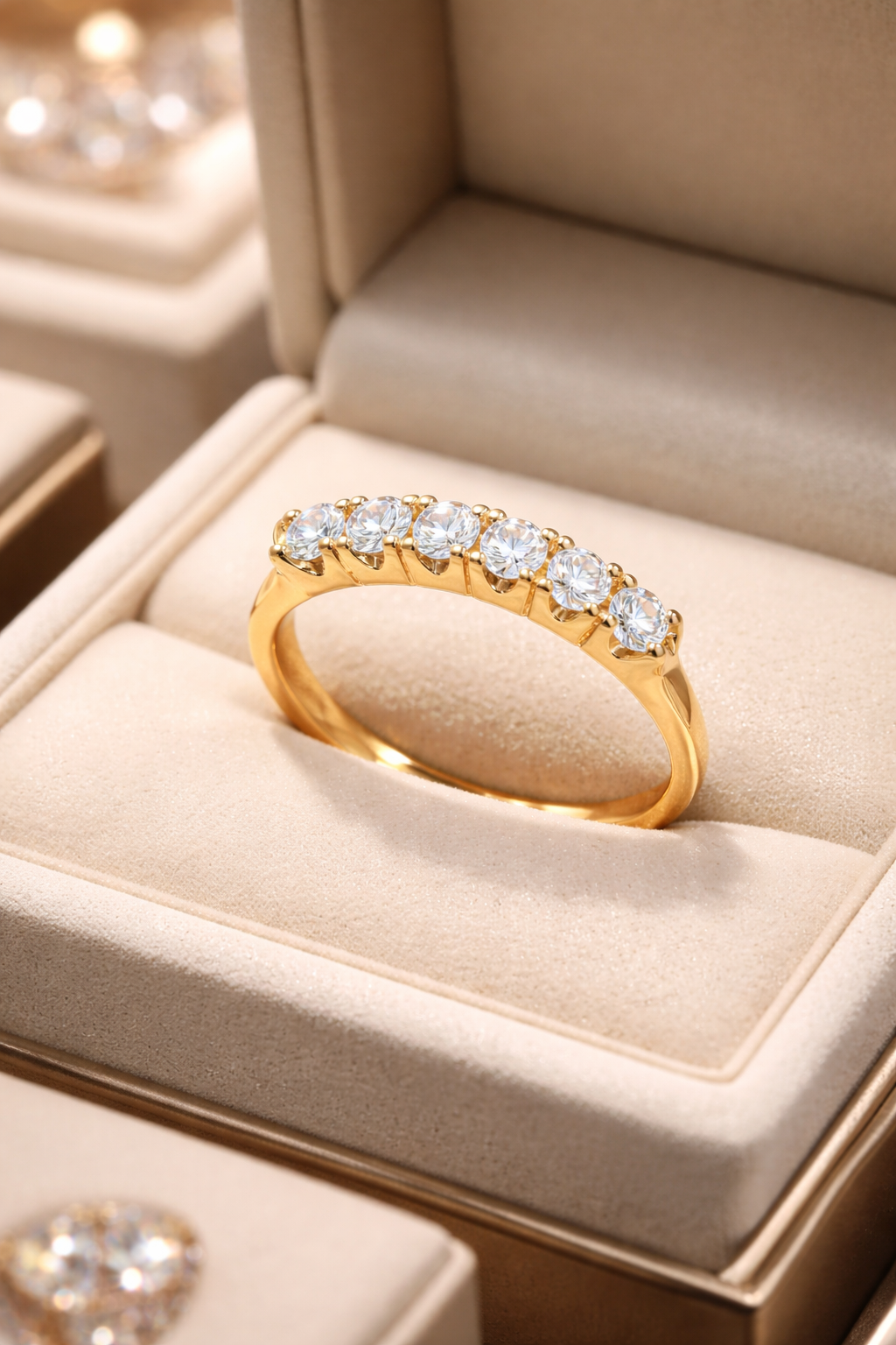 Bague Zirconia Élégance – Plaqué Or 18 Carats & Zirconiums 3 mm