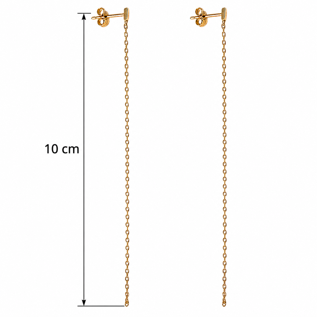 Boucles d’oreilles pendantes chaîne maille forçat – Plaqué or 18 carats