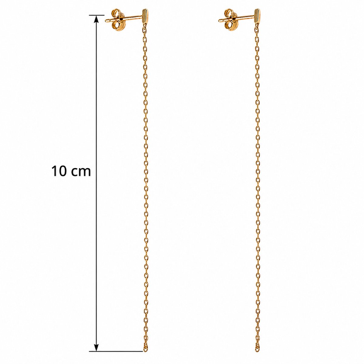 Boucles d’oreilles pendantes chaîne maille forçat – Plaqué or 18 carats
