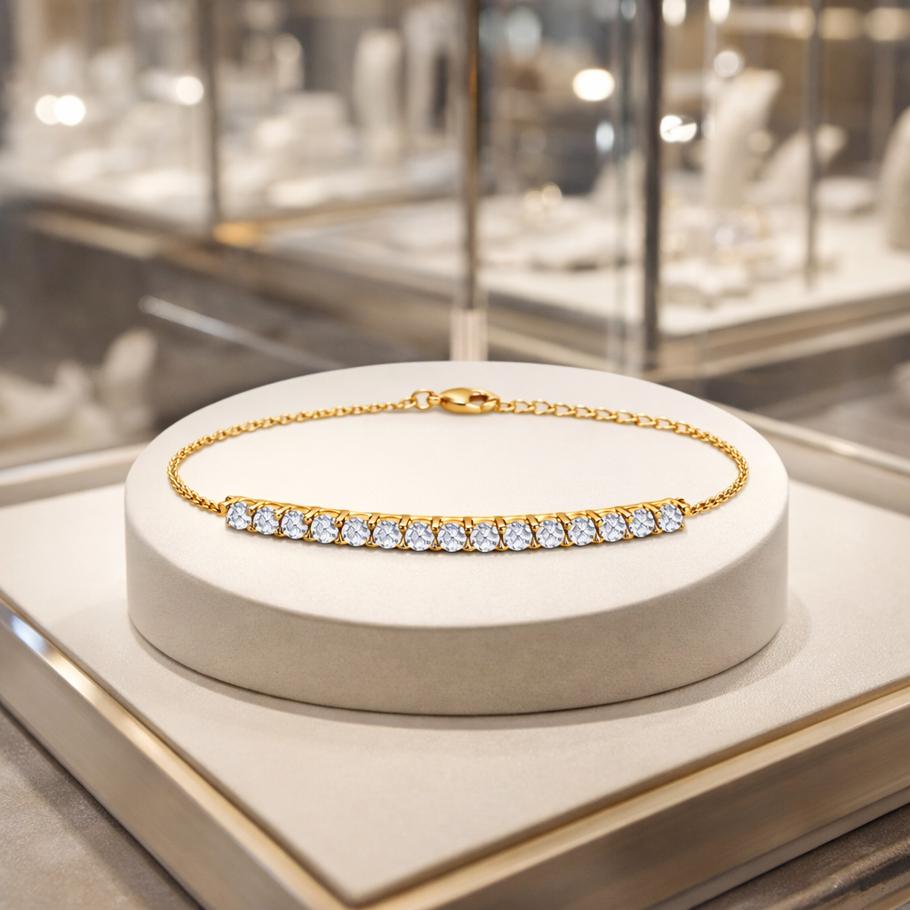 Bracelet Plaqué Or 18 Carats & Zirconiums