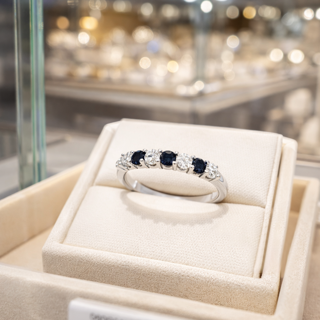 Bague Alternance Saphir & Zirconium – Argent 925 Rhodié
