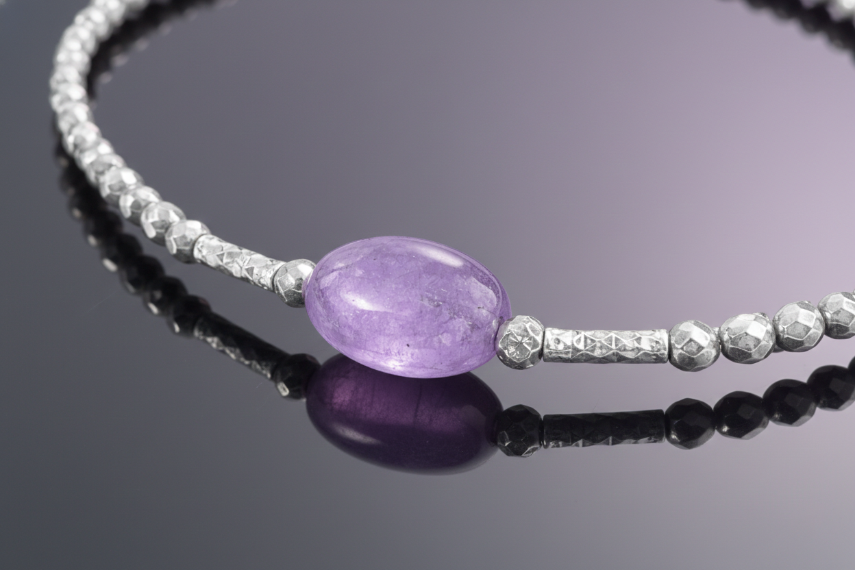 Bracelet en Argent 925 Rhodié & Améthyste