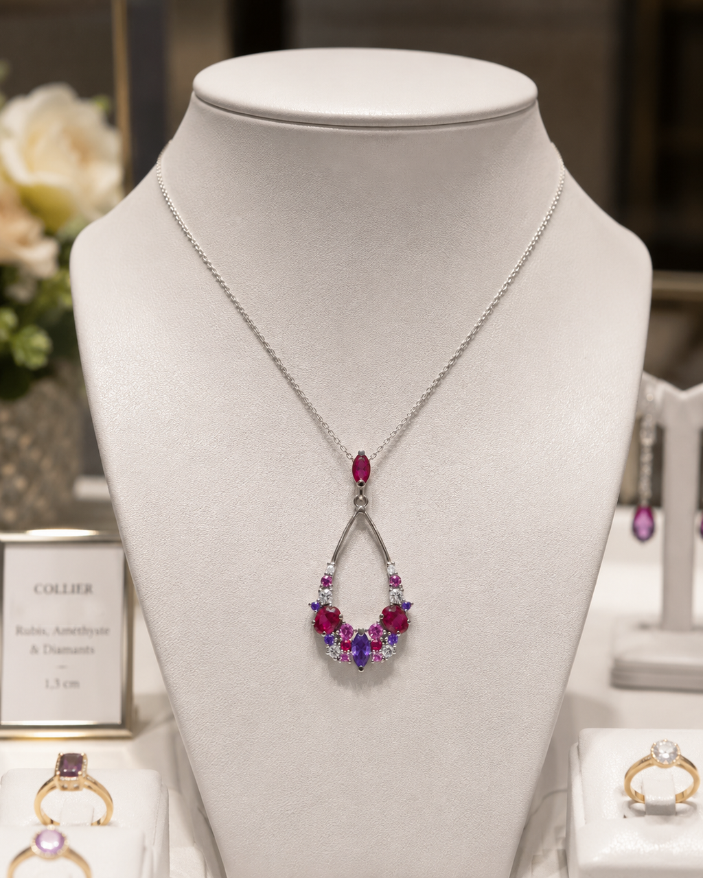 Collier Argent 925 Rhodié & Zirconiums Multicolores