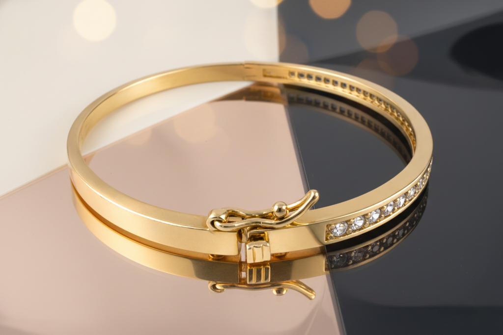 Bracelet Jonc Luxuria – Plaqué Or 18 Carats & Zirconium