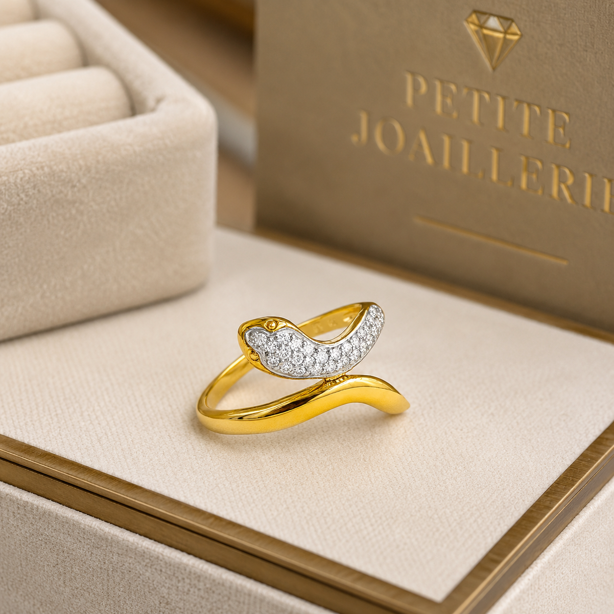 Bague Serpent – Plaqué Or 18 Carats & Zirconiums