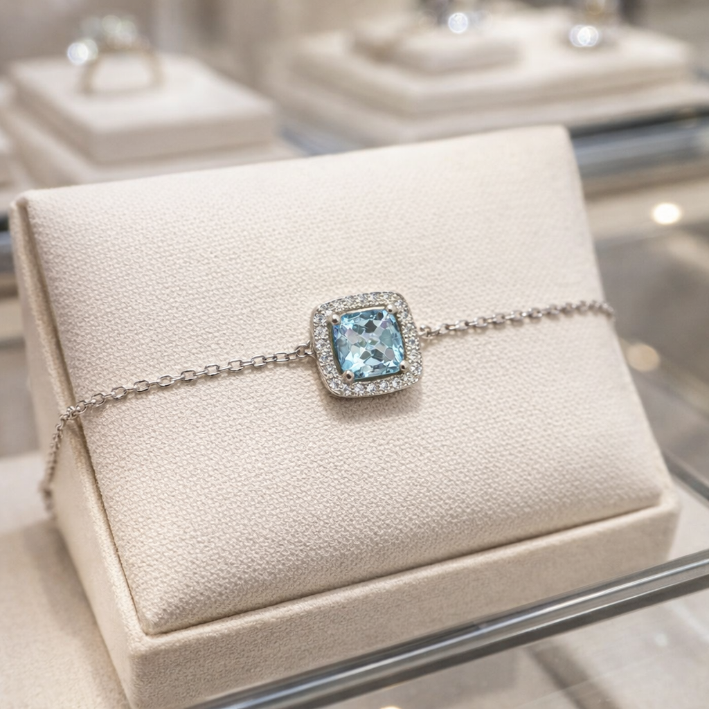 Bracelet Topaze Bleue & Zirconiums – Argent 925 Rhodié