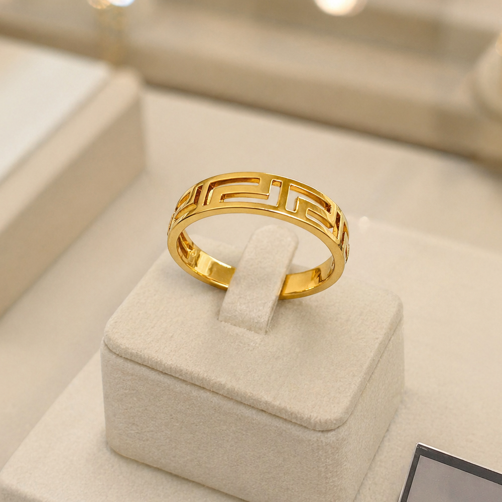 Bague motif grec – Plaqué or 18 carats