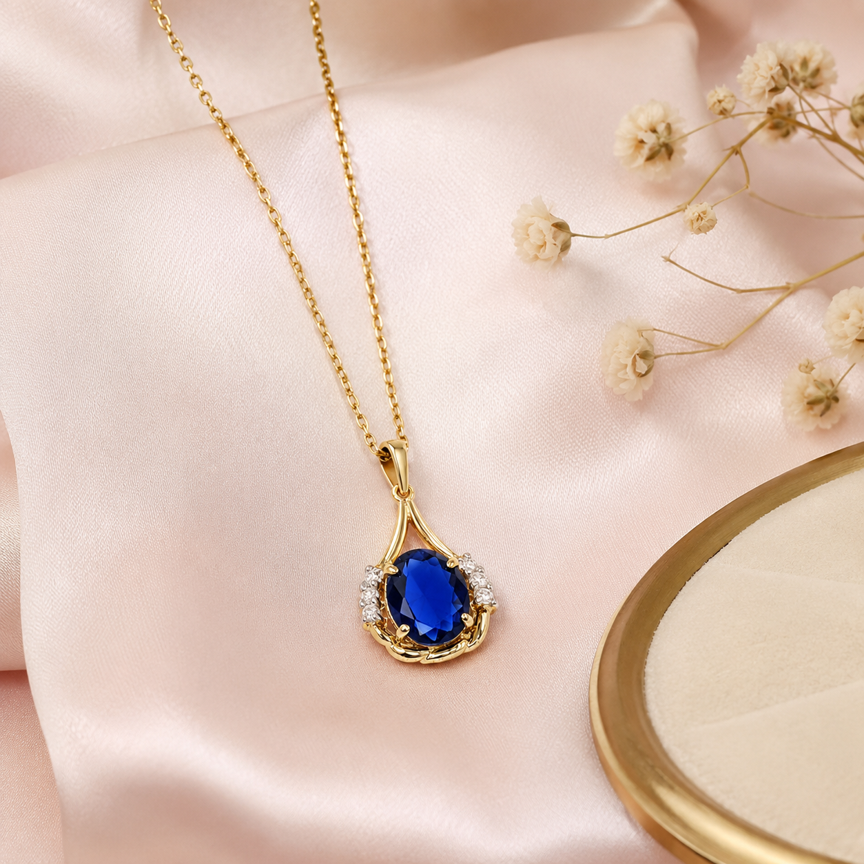 Collier Saphira Bleu – Plaqué Or Jaune 18 Carats