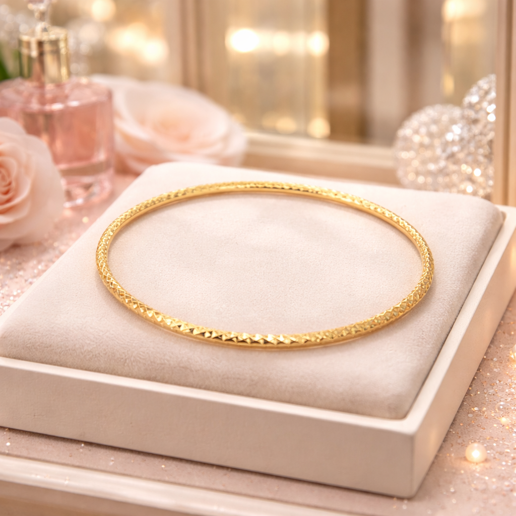 Bracelet Jonc Texturé Plaqué Or 18 Carats