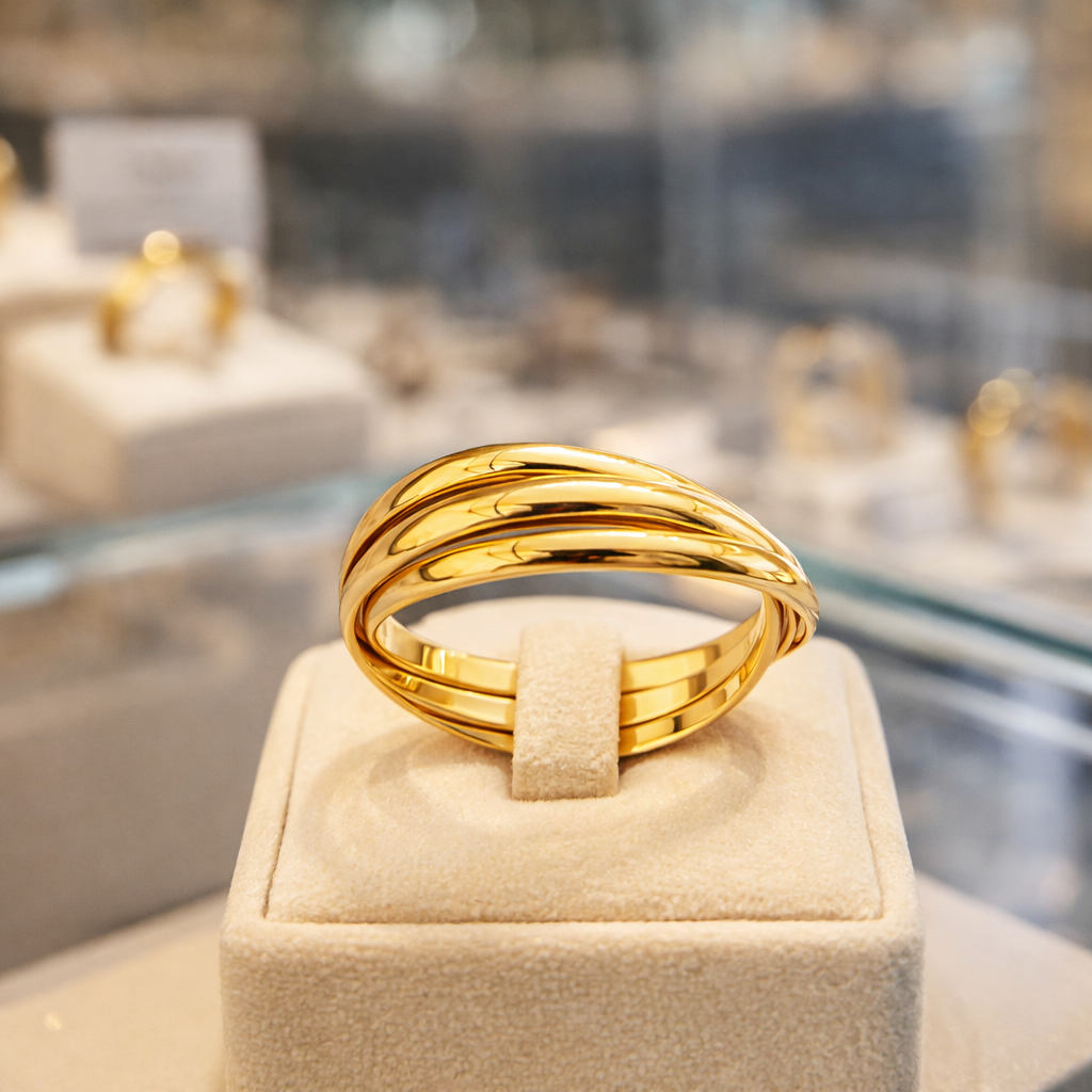 Bague 3 anneaux entrelacés – Plaqué or 18 carats