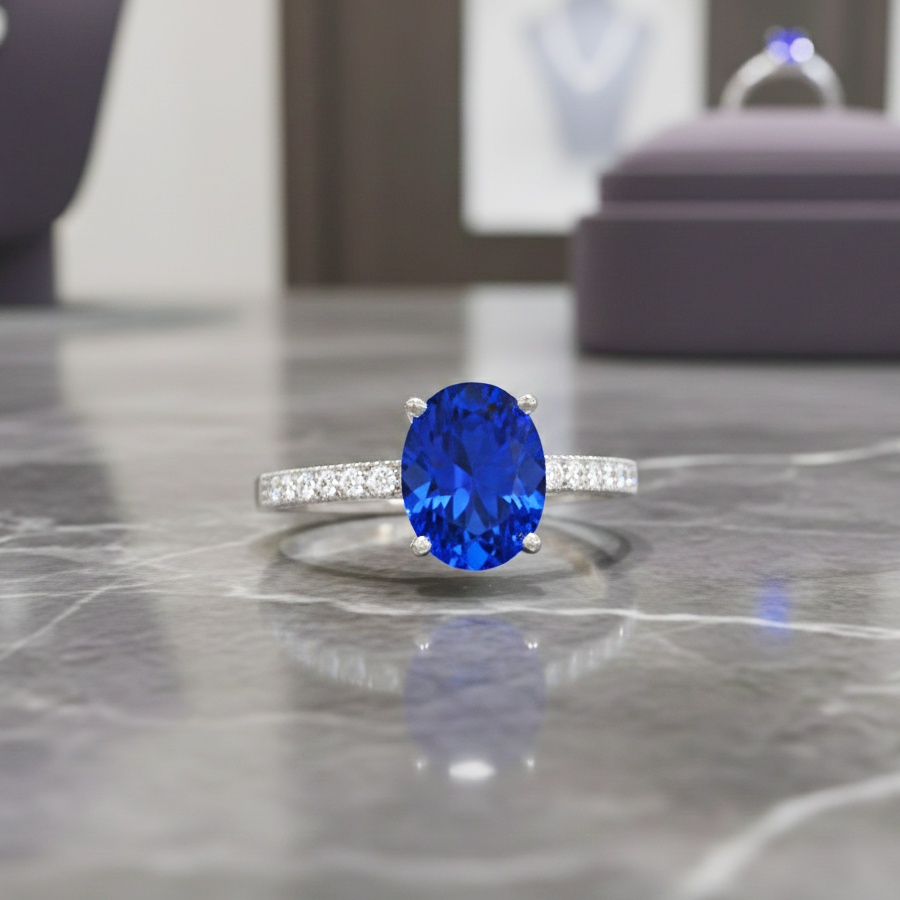 Bague Élégance Bleu Saphir – Argent 925 Rhodié
