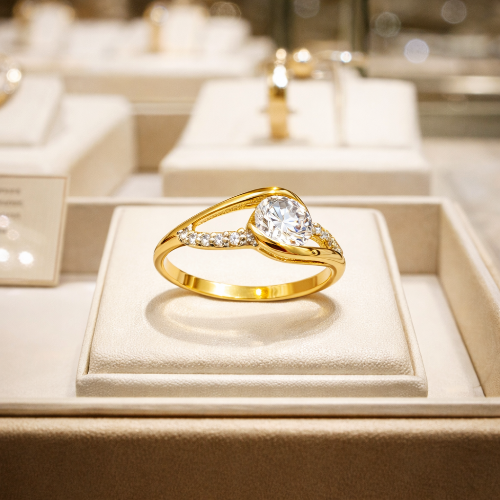 Bague Éclat – Plaqué Or 18 Carats & Zirconium