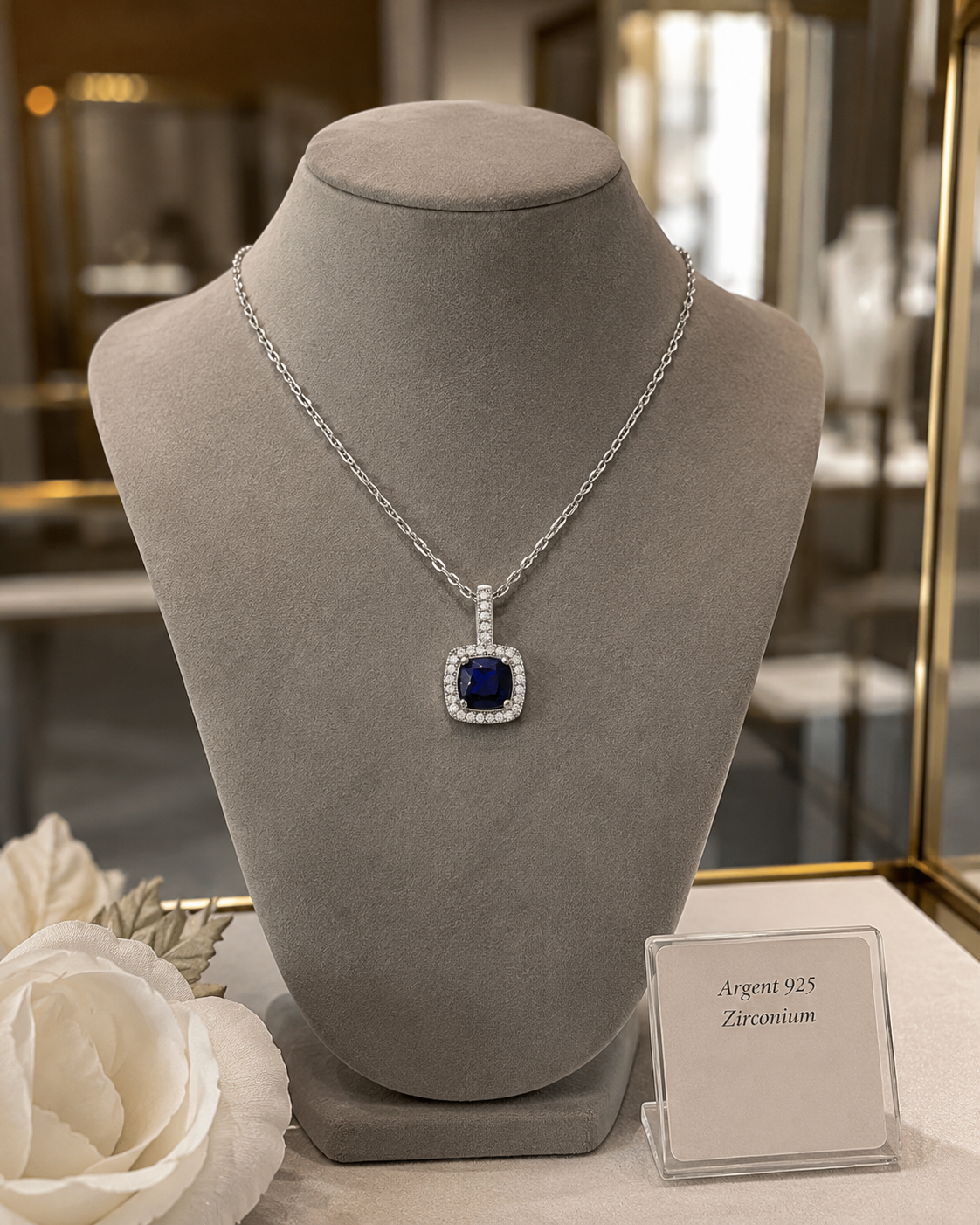Collier Saphira Bleu – Argent 925 Rhodié & Zirconiums