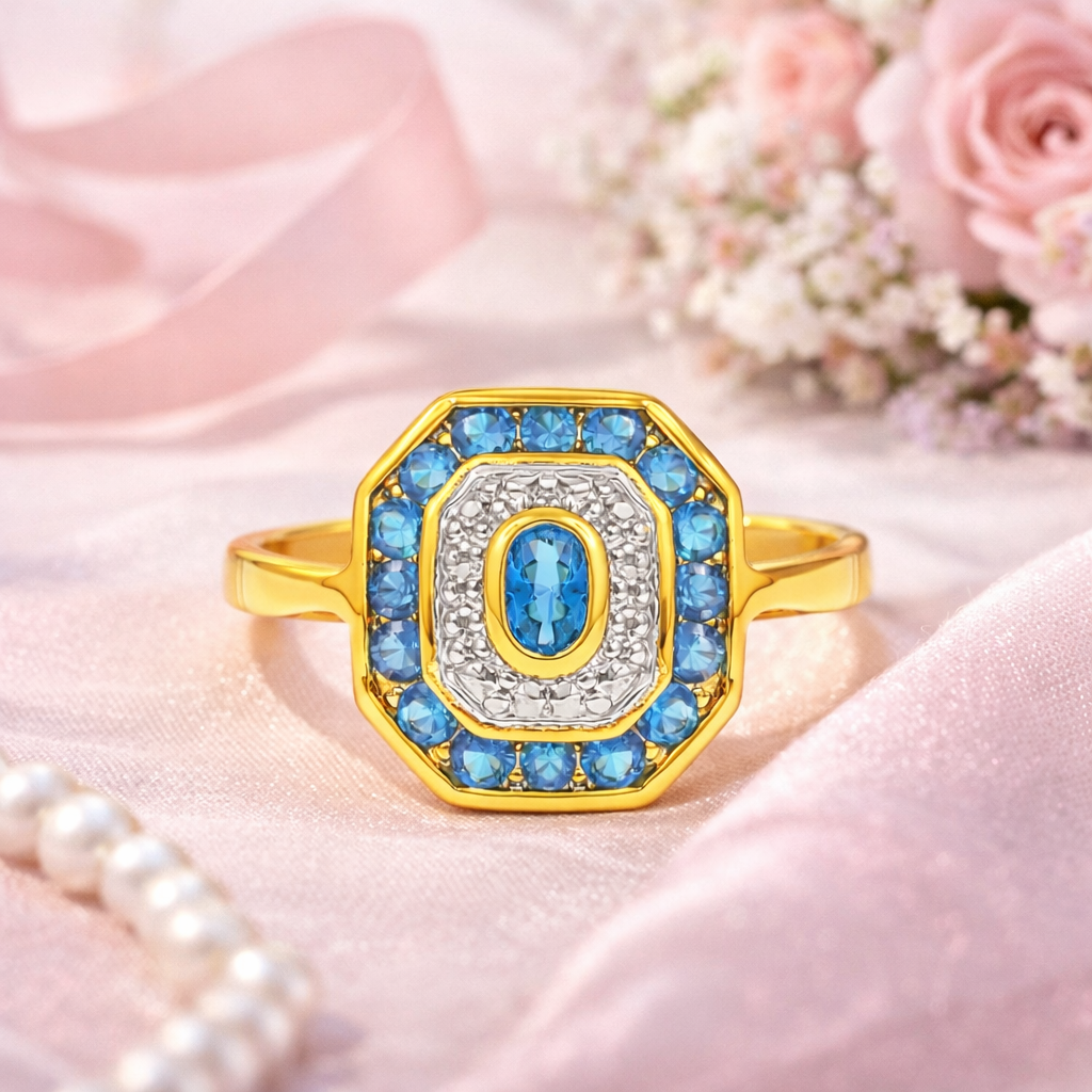Bague Éclat Bleu – Plaqué Or 18 Carats