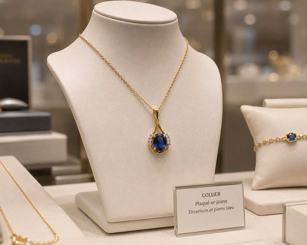 Collier Saphira Bleu – Plaqué Or Jaune 18 Carats