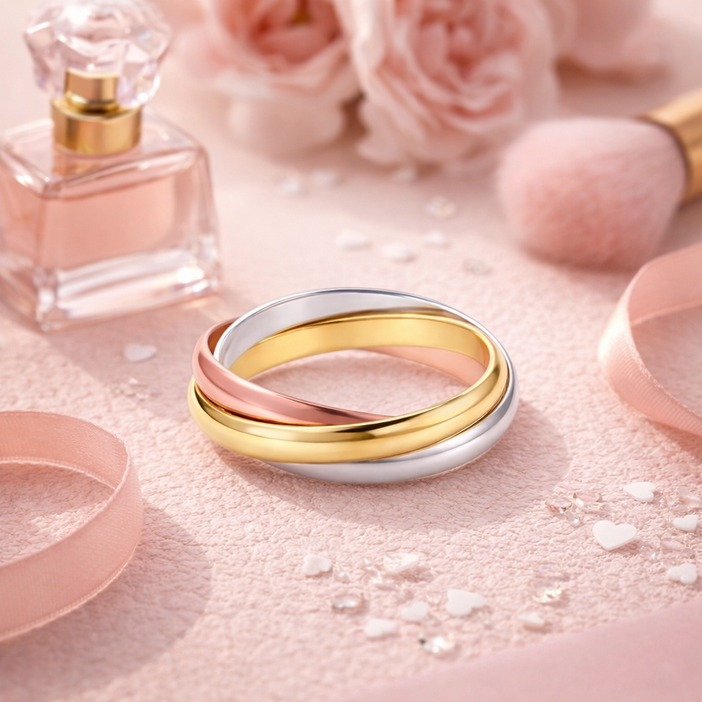 Bague 3 anneaux entrelacés – Plaqué or 18 carats