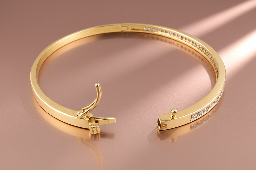 Bracelet Jonc Luxuria – Plaqué Or 18 Carats & Zirconium