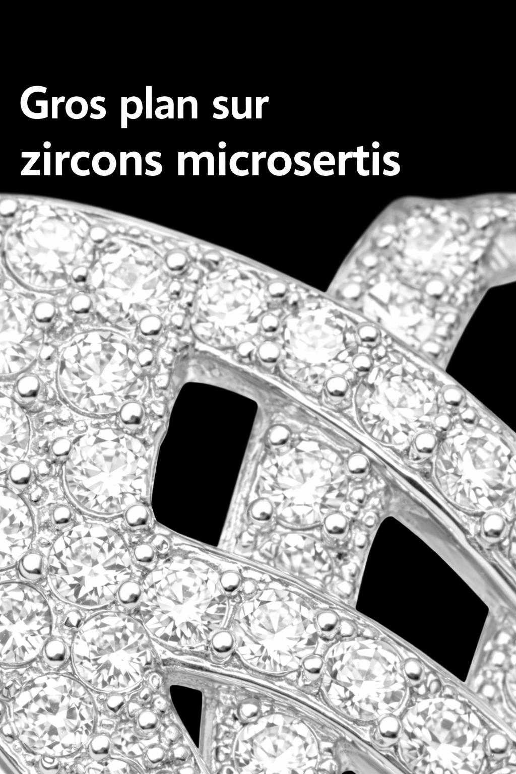 Collier Cœur Entrelacé en Argent 925 Rhodié & Zirconiums