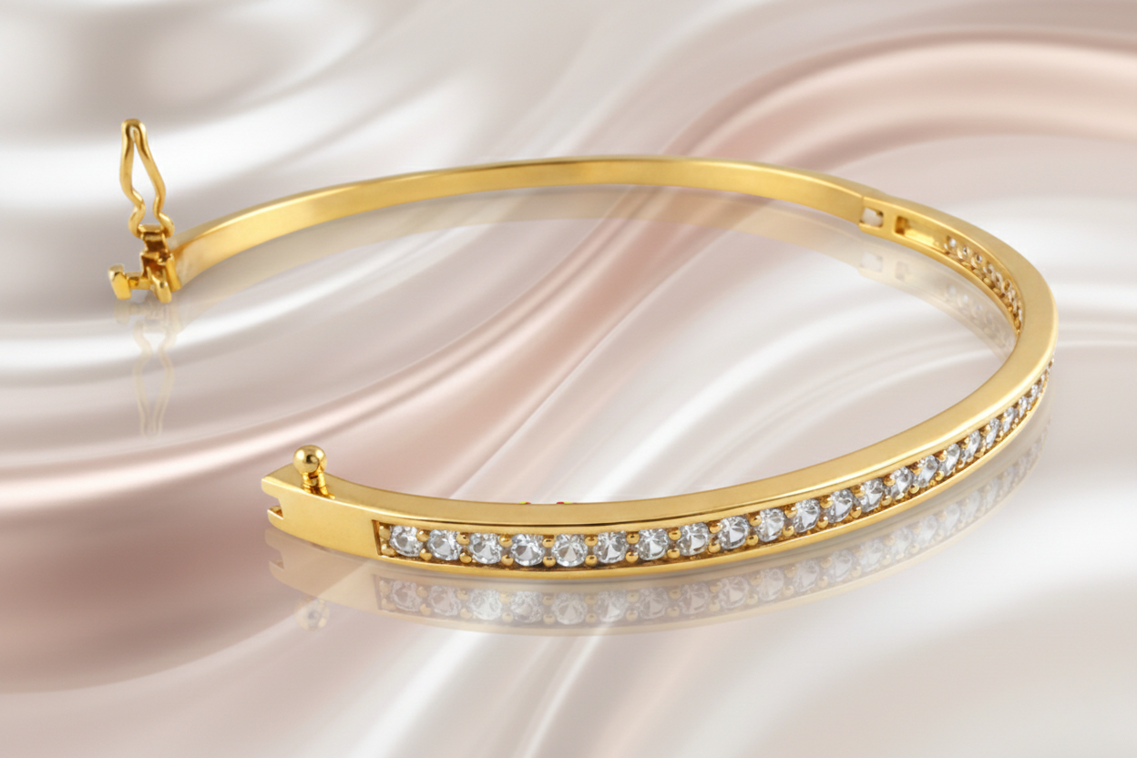 Bracelet Jonc Luxuria – Plaqué Or 18 Carats & Zirconium