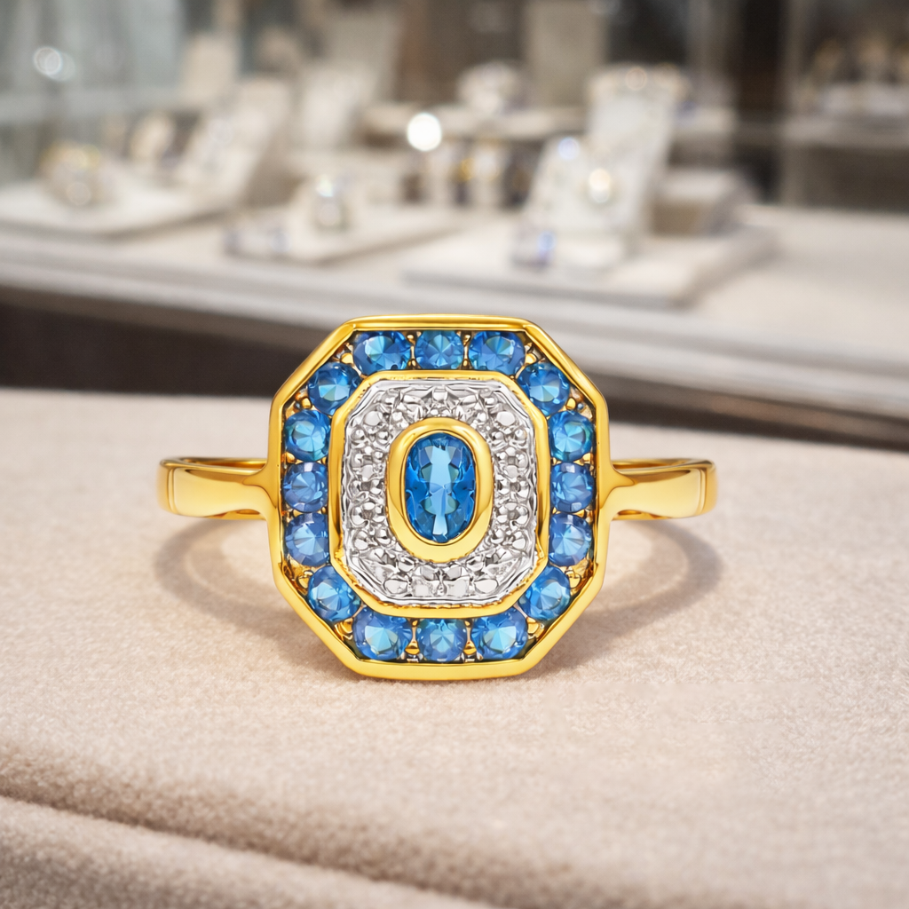 Bague Éclat Bleu – Plaqué Or 18 Carats
