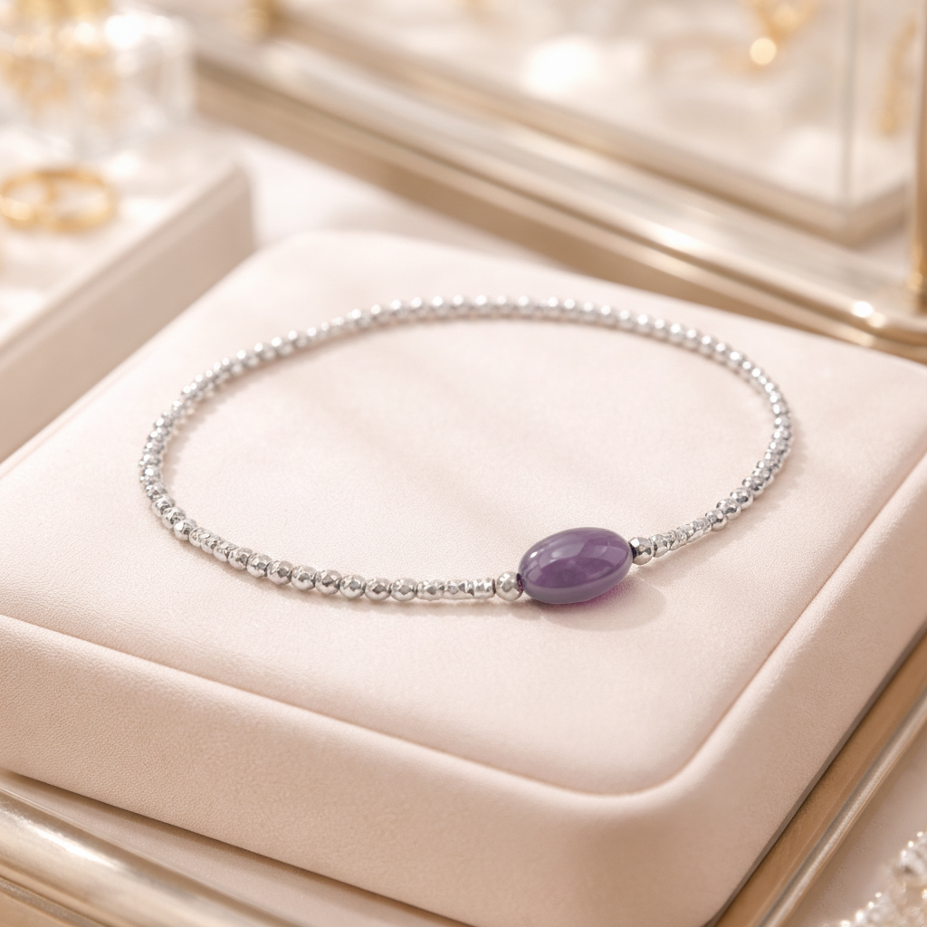 Bracelet en Argent 925 Rhodié & Améthyste