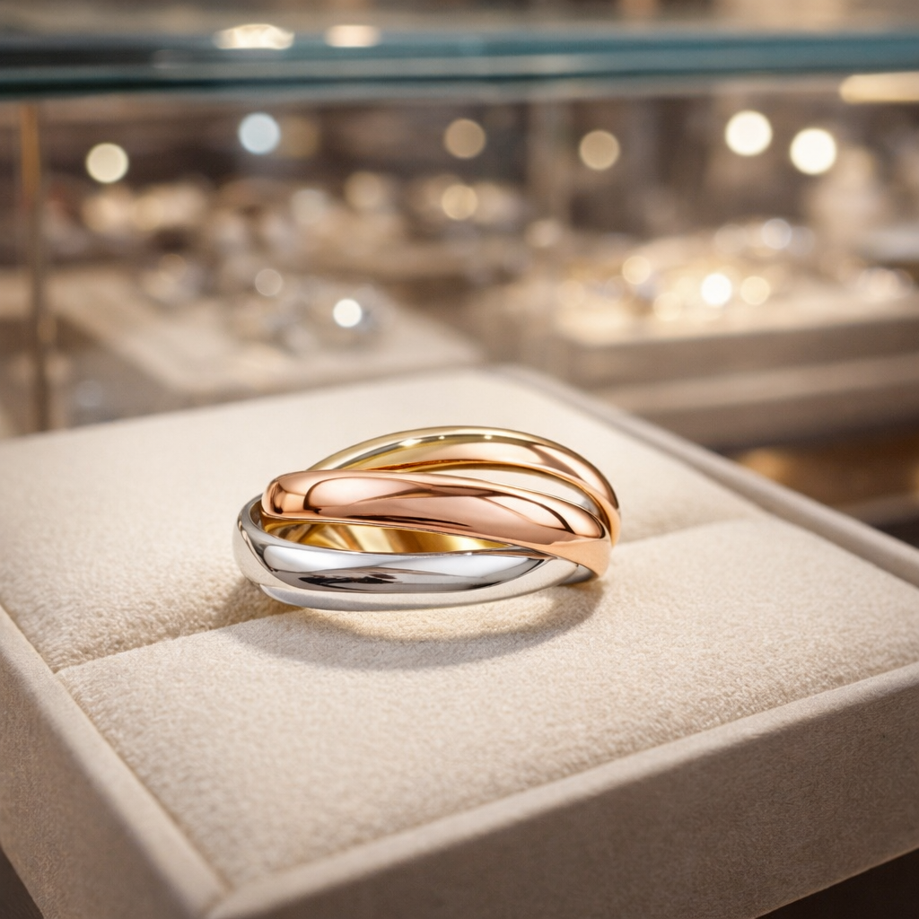 Bague 3 anneaux entrelacés – Plaqué or 18 carats