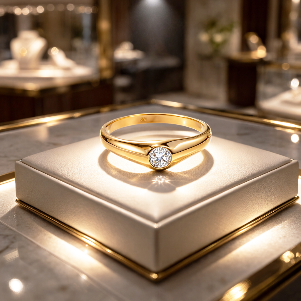 Bague Fine Plaqué Or 18 Carats & Zirconium – Élégance Minimaliste