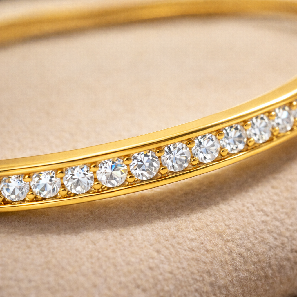 Bracelet Jonc Luxuria – Plaqué Or 18 Carats & Zirconium