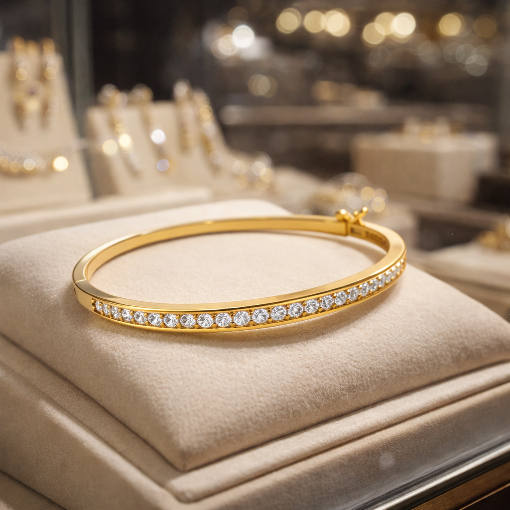 Bracelet Jonc Luxuria – Plaqué Or 18 Carats & Zirconium