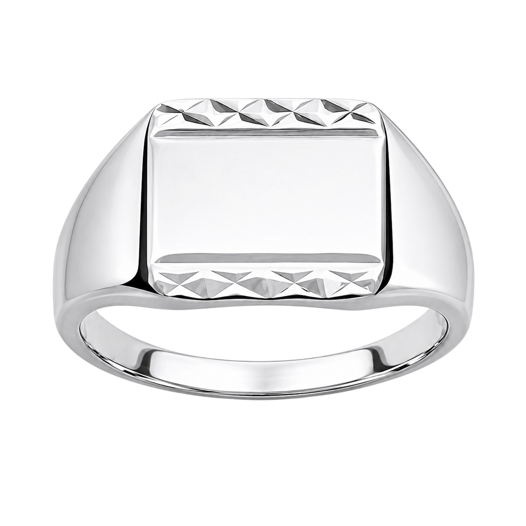 Chevalière Homme Argent 925 Rhodié – Plateau Rectangulaire