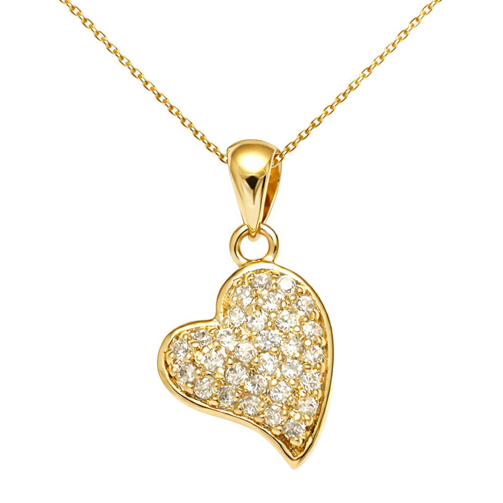 Collier Cœur Scintillant – Plaqué Or 18 Carats