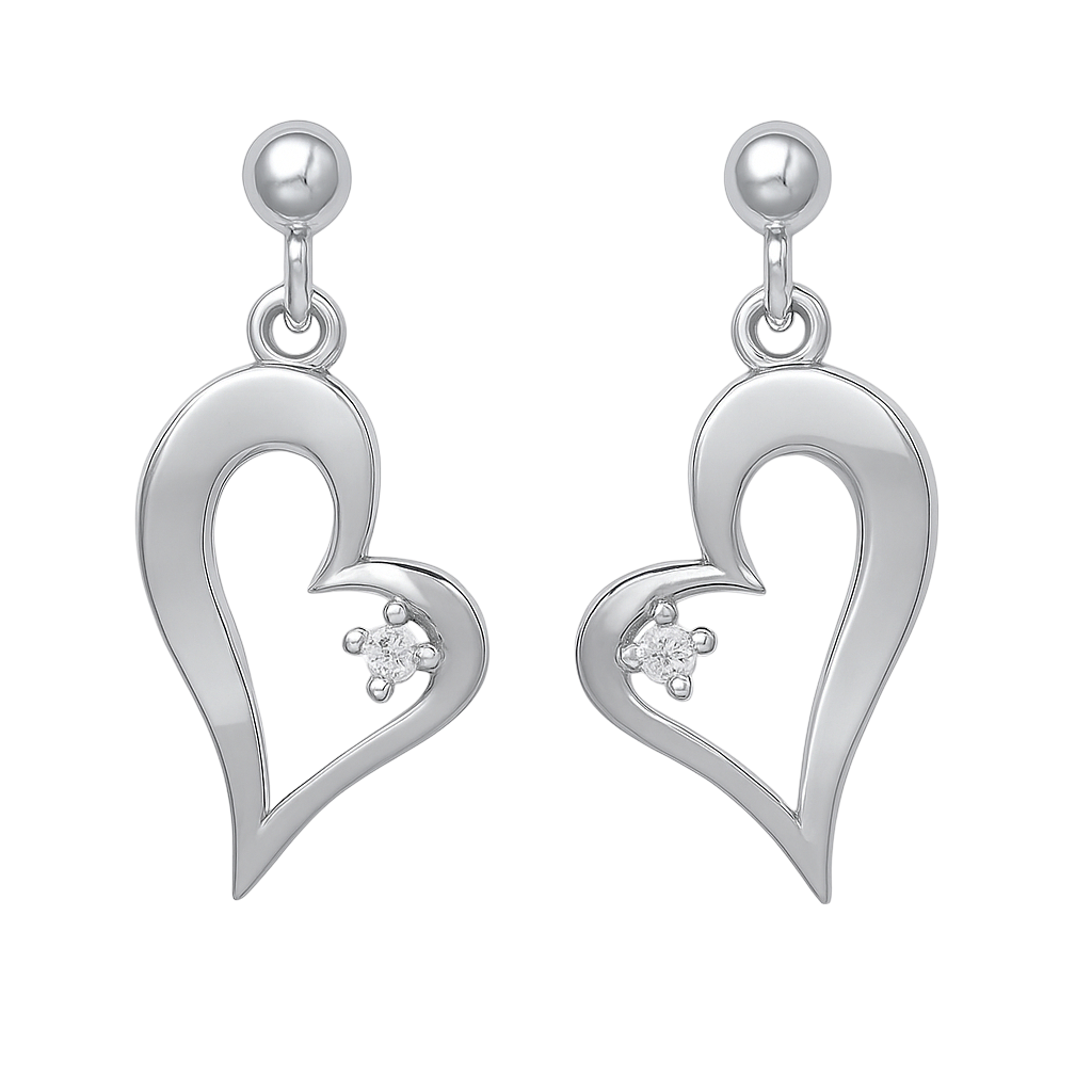 Boucles d’oreilles cœur en Argent 925 rhodié & zirconium – Élégance intemporelle