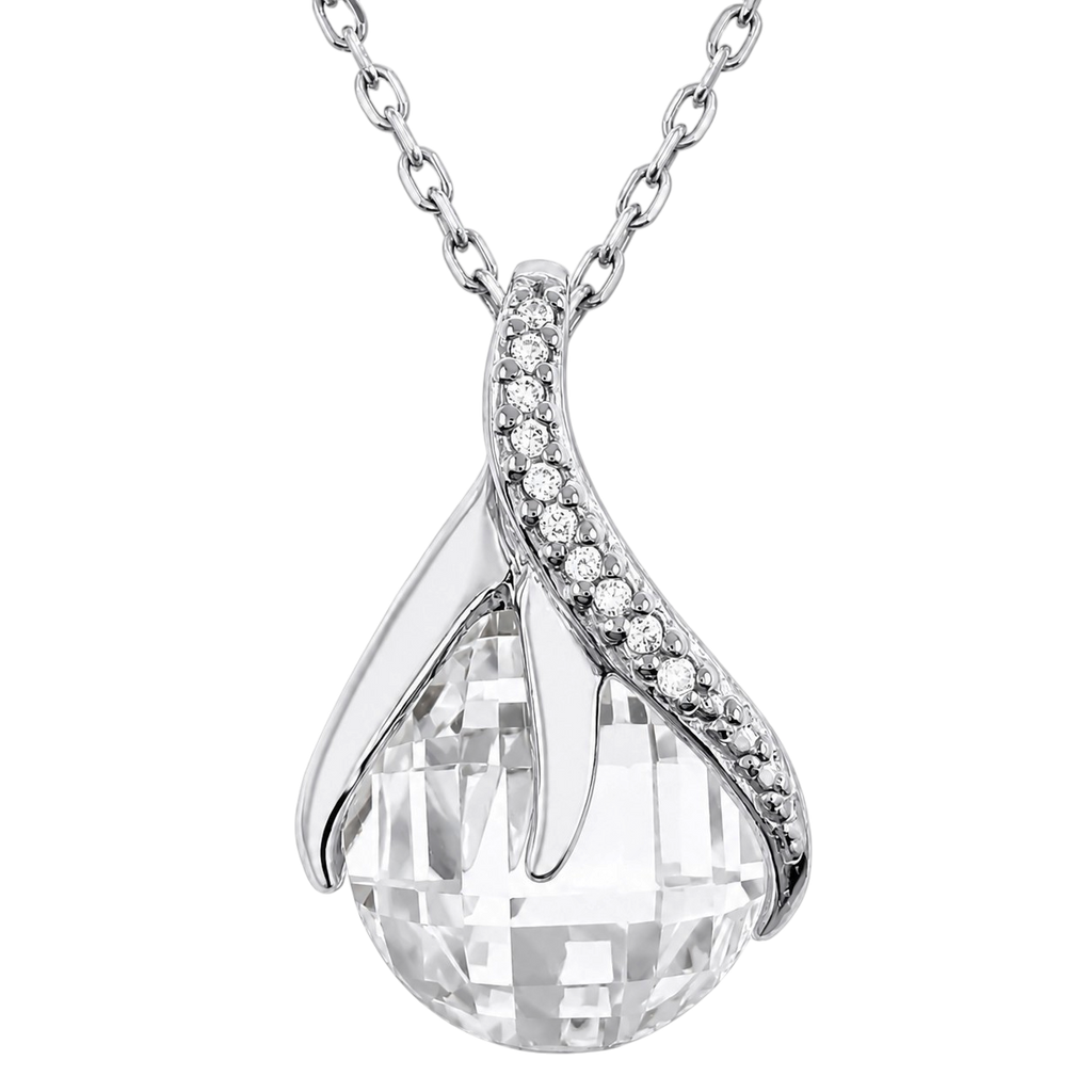 Collier Goutte Éclat Argent 925 Rhodié & Zirconium