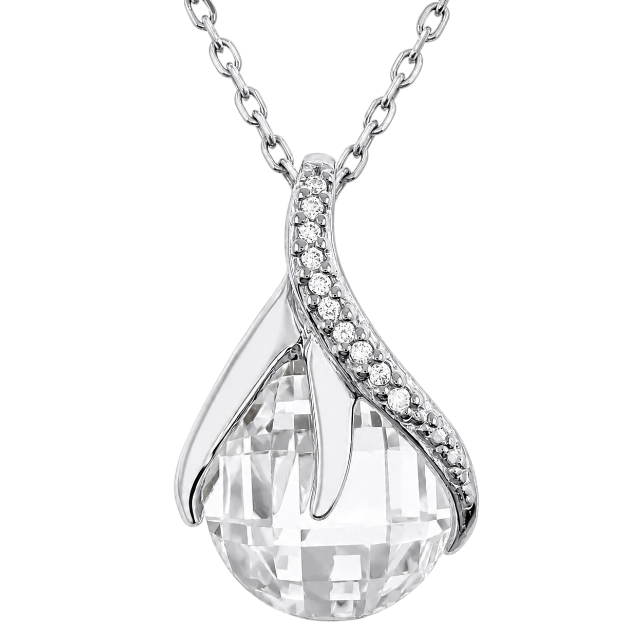 Collier Goutte Éclat Argent 925 Rhodié & Zirconium
