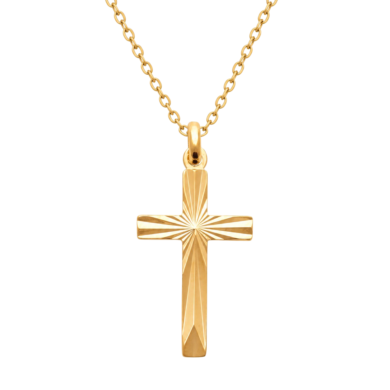 Collier Croix en Plaqué Or Jaune 18 Carats – Pendentif Gravé | Orinae