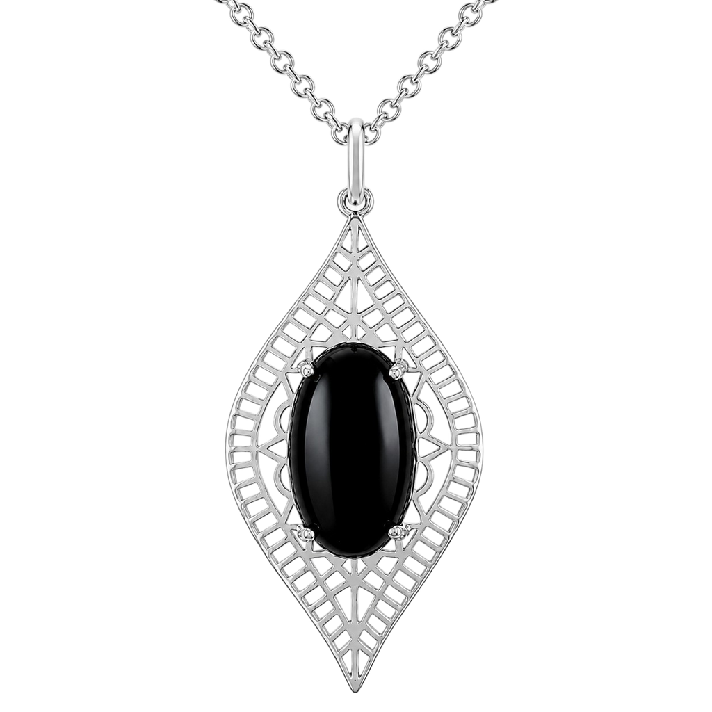 Collier Onyx Noir & Argent 925 Rhodié