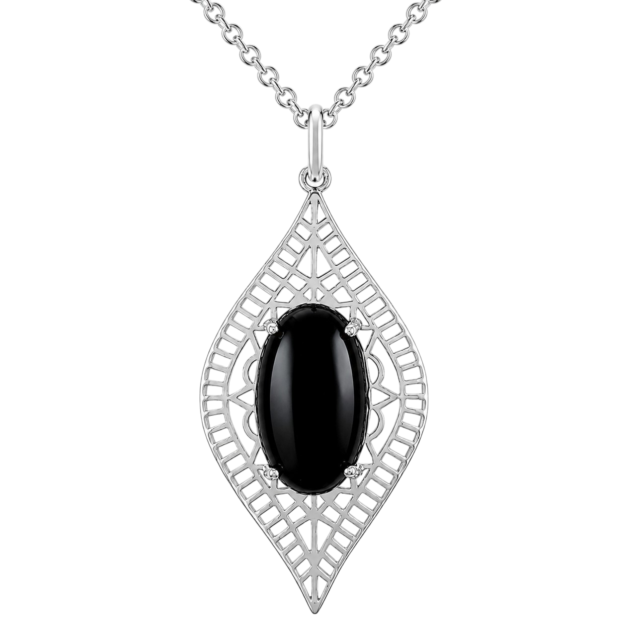 Collier Onyx Noir & Argent 925 Rhodié