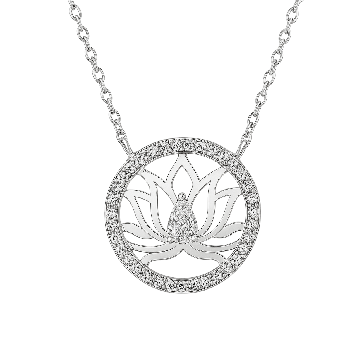 Collier Fleur de Lotus – Argent 925 Rhodié & Zirconium