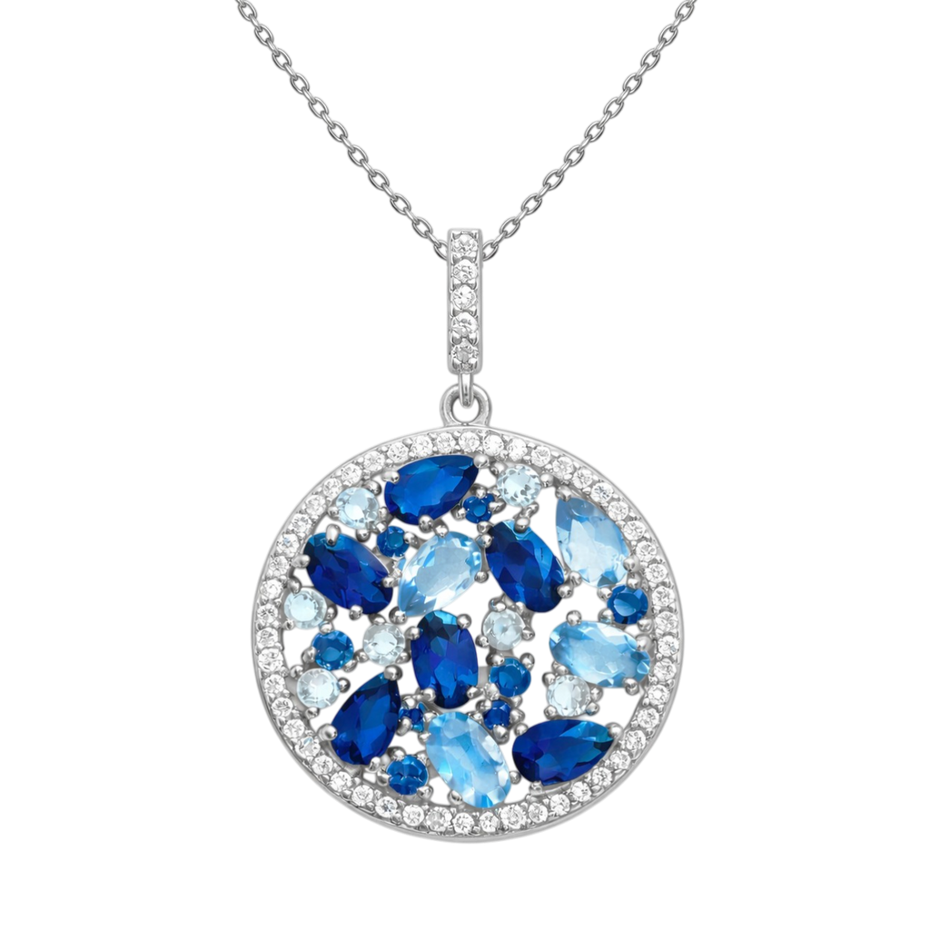 Collier Rond Éclat Bleu – Argent 925 Rhodié & Zirconiums