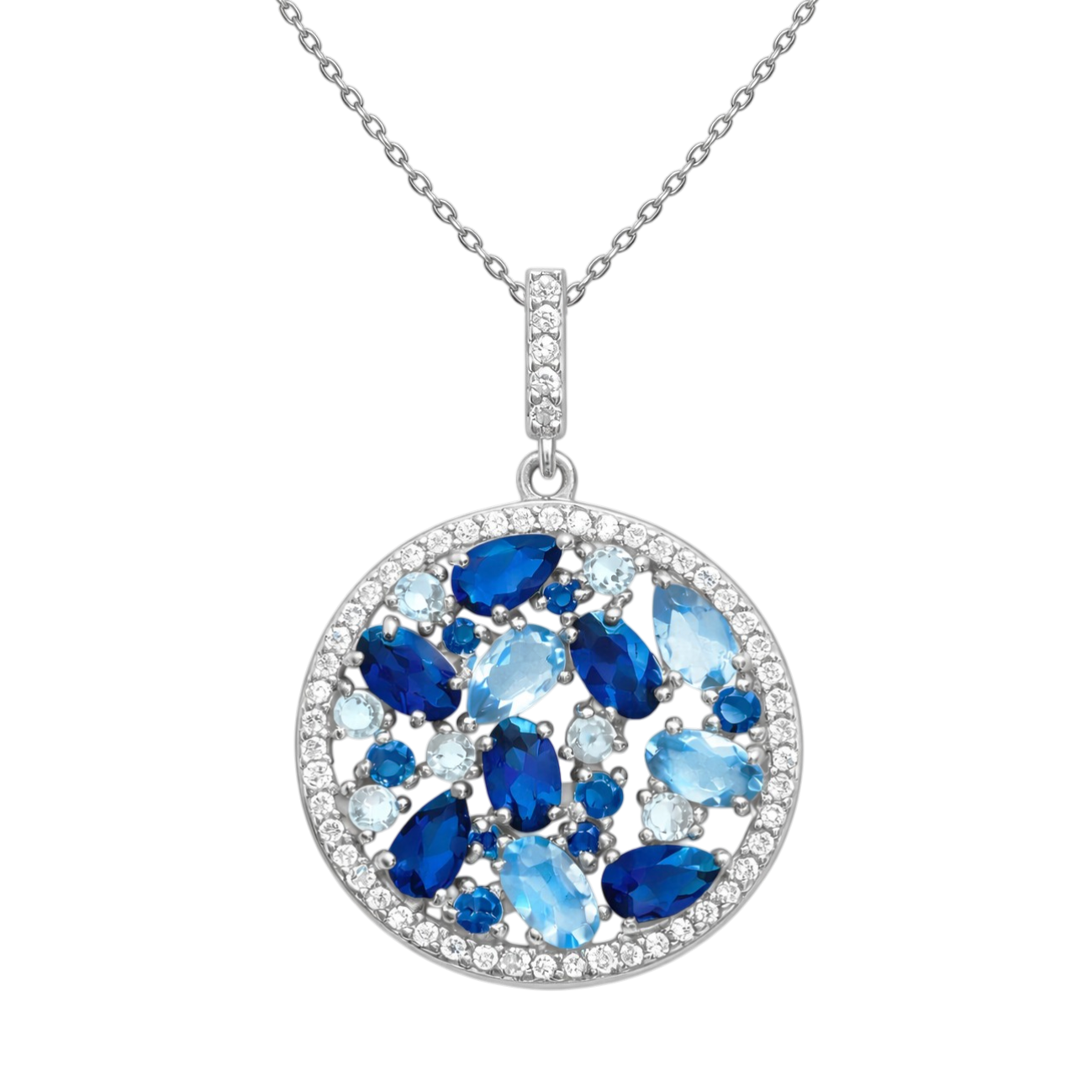 Collier Rond Éclat Bleu – Argent 925 Rhodié & Zirconiums