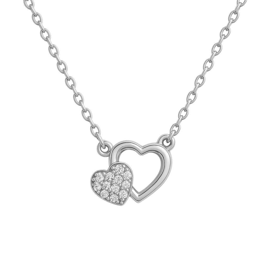 Collier Double Cœur – Argent 925 & Zirconium