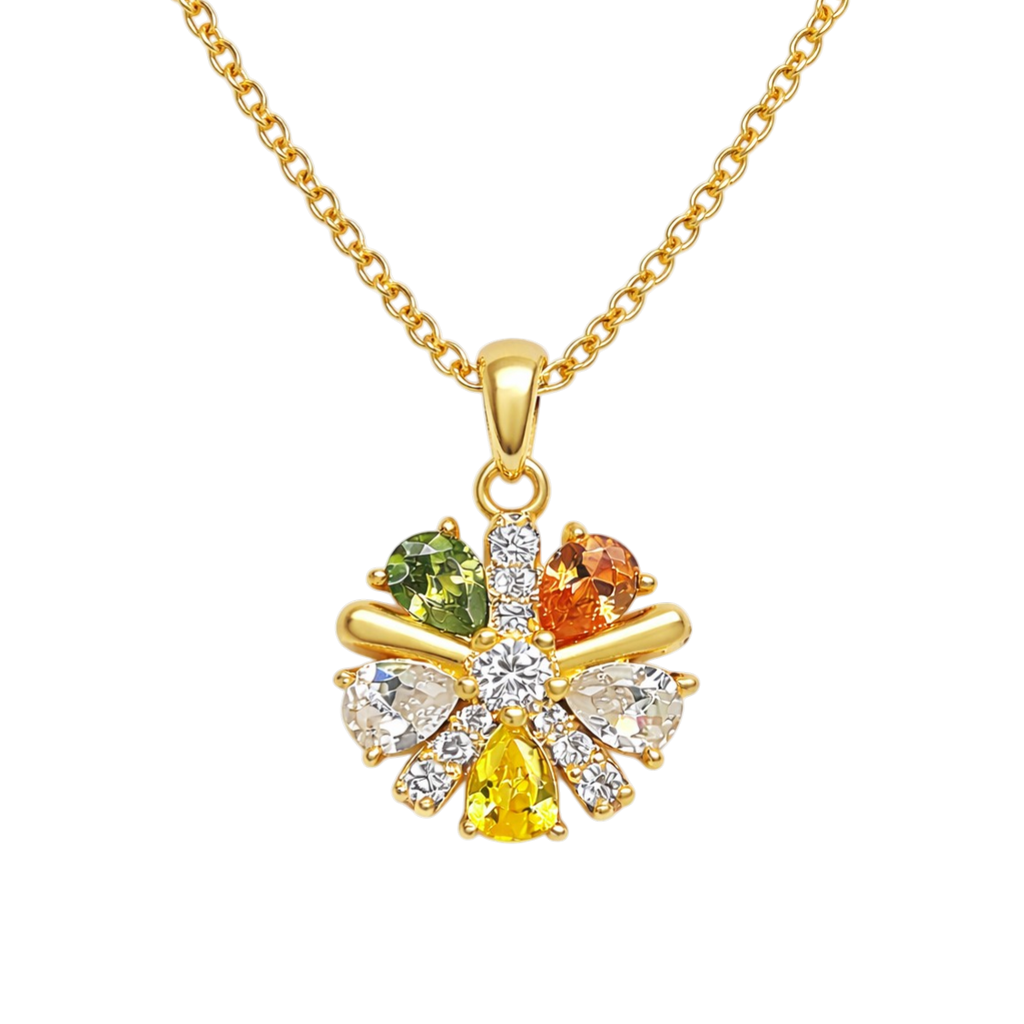 Collier Fleur Éclat – Plaqué Or 18 Carats & Zirconium